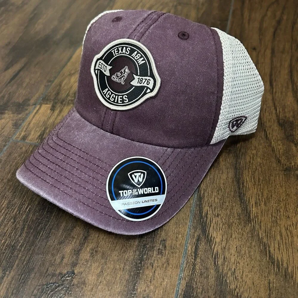 New Texas A&M Aggies Hat Maroon Logo Strap-Back Mesh Baseball Cap NCAA One Size
